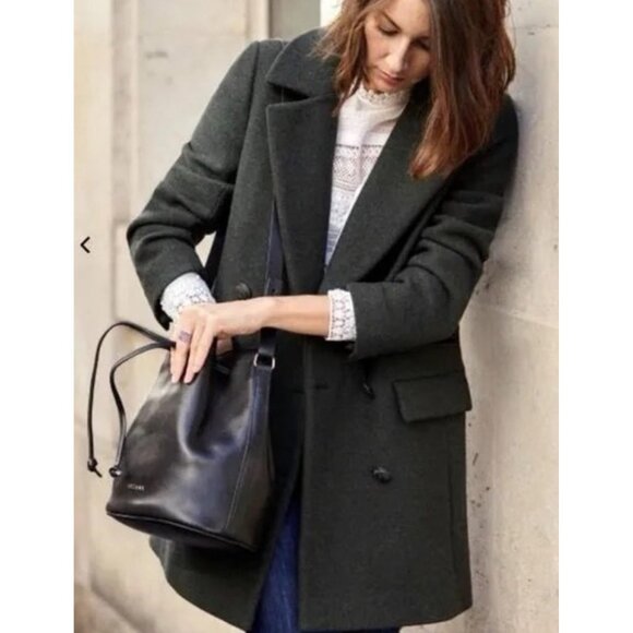 NWOT Sezane Davis Coat black wool SZ38 US6 bust37 - Picture 1 of 8